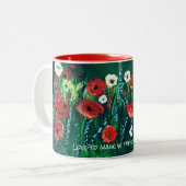 Flower Coffee Cup For Her Acrylic Painting Gift ツートーンマグカップ (正面左)
