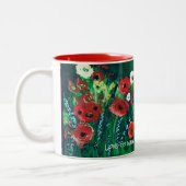 Flower Coffee Cup For Her Acrylic Painting Gift ツートーンマグカップ (左)