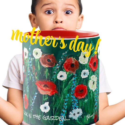 Flower Coffee Cup For Her Acrylic Painting Gift ツートーンマグカップ