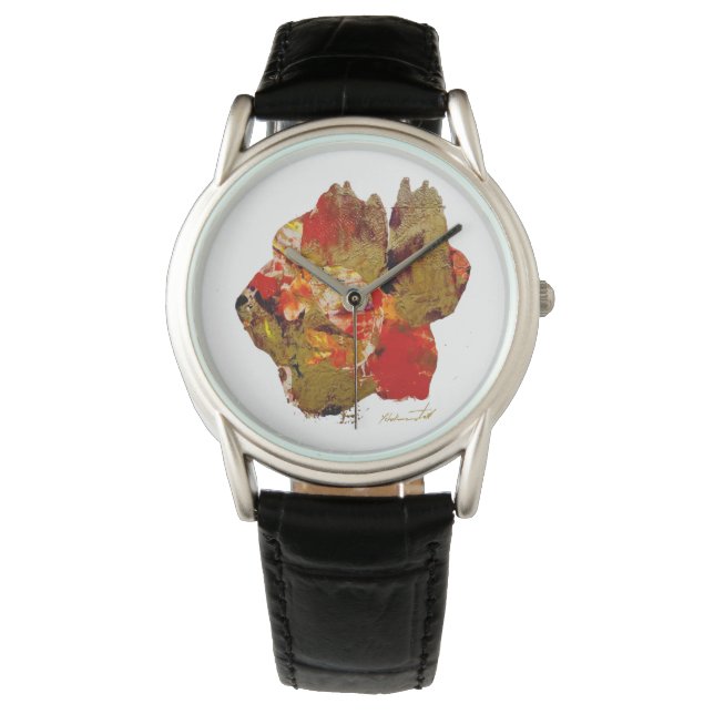 Flower collagraph art watch 腕時計 (正面)