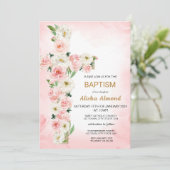 Flower Cross Baptism Invitation, Floral Christian 招待状 (スタンド正面)