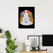 Flower Crown Guinea Pig ポスター (ホームオフィス)