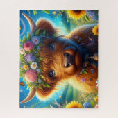 Flower Crown Highland Cow ジグソーパズル (縦)