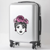 Flower Crown Messy Bun Sticker – Pink Floral Hair  シール (スーツケース)