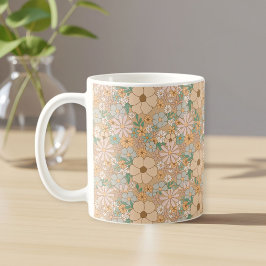Flower cup Boho flower cup Cottage heart cup コーヒーマグカップ