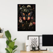 Flower Dark Butterfly, Moody Moth Wall Print ポスター (ホームオフィス)