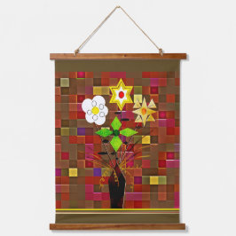 "Flower Delivery"  Wood Topped Wall Tapestry 吊り下げ型タペストリー
