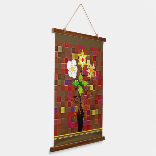 "Flower Delivery" Wood Topped Wall Tapestry 吊り下げ型タペストリー (傾斜あり)