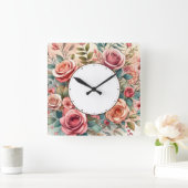 flower design スクエア壁時計 (ホーム)