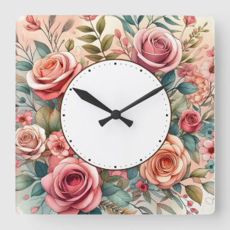flower design スクエア壁時計