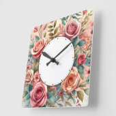 flower design スクエア壁時計 (傾斜)