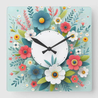 flower design スクエア壁時計