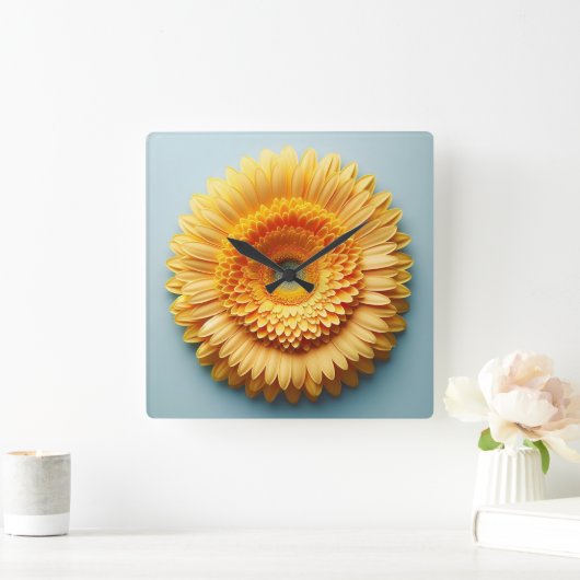 flower design スクエア壁時計 (ホーム)