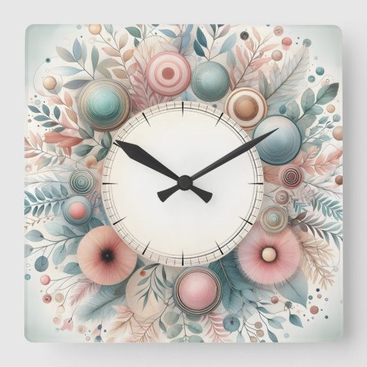 flower design スクエア壁時計 (正面)