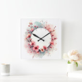 flower design スクエア壁時計 (ホーム)