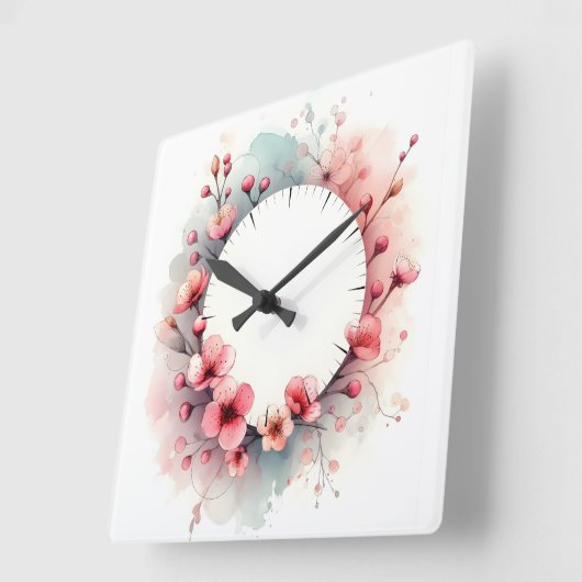 flower design スクエア壁時計 (傾斜)