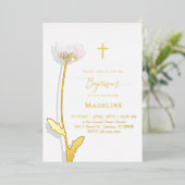  flower design Baptism 箔招待状 (立ち正面)
