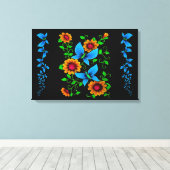 Flower Doodle キャンバスプリント (インサイチュ (ウッドフロア))