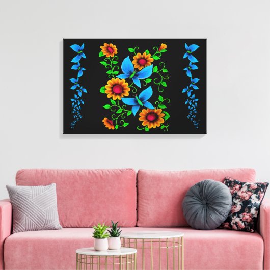 Flower Doodle キャンバスプリント (インサイチュ (リビング))