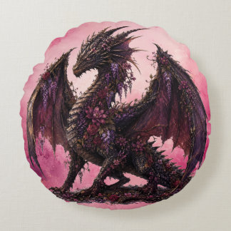 Flower Dragon | 植物ファンタジードラゴン ラウンドクッション