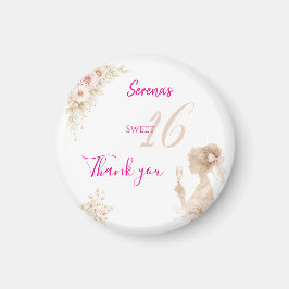 Flower Dreamy Soft Sweet 16 Birthday Button Magnet マグネット