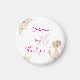 Flower Dreamy Soft Sweet 16 Birthday Button Magnet マグネット
