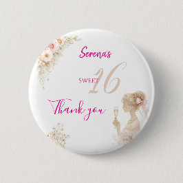 Flower Dreamy Soft Sweet 16 Birthday Button Pin 缶バッジ
