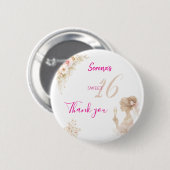 Flower Dreamy Soft Sweet 16 Birthday Button Pin 缶バッジ (正面&裏面)