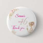 Flower Dreamy Soft Sweet 16 Birthday Button Pin 缶バッジ (正面)