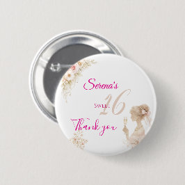 Flower Dreamy Soft Sweet 16 Birthday Button Pin 缶バッジ