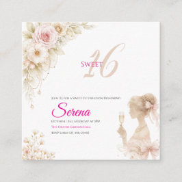 Flower Dreamy Soft Sweet 16 Birthday Invitation エンクロージャーカード