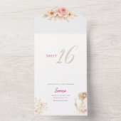 Flower Dreamy Soft Sweet 16 Birthday Invitation オールインワン招待状 (内側)