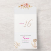 Flower Dreamy Soft Sweet 16 Birthday Invitation オールインワン招待状 (内側)