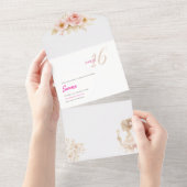 Flower Dreamy Soft Sweet 16 Birthday Invitation オールインワン招待状 (貼ってはがせる)