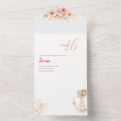 Flower Dreamy Soft Sweet 16 Birthday Invitation オールインワン招待状 (内側)