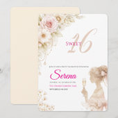 Flower Dreamy Soft Sweet 16 Birthday Invitation 招待状 (正面/裏面)