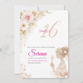 Flower Dreamy Soft Sweet 16 Birthday Invitation 招待状