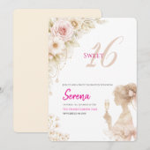 Flower Dreamy Soft Sweet 16 Birthday Invitation 招待状 (正面/裏面)