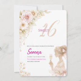Flower Dreamy Soft Sweet 16 Birthday Invitation 招待状