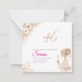 Flower Dreamy Soft Sweet 16 Birthday Note Card ノートカード (正面)