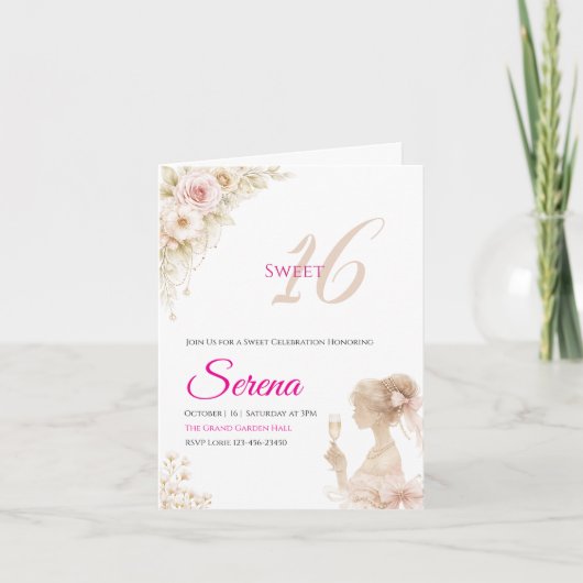 Flower Dreamy Soft Sweet 16 Birthday Note Card ノートカード (正面)