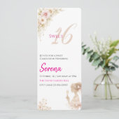 Flower Dreamy Soft Sweet 16 Birthday Note Card 招待状 (スタンド正面)