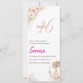 Flower Dreamy Soft Sweet 16 Birthday Note Card 招待状