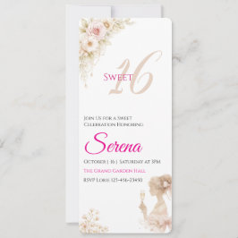 Flower Dreamy Soft Sweet 16 Birthday Note Card 招待状