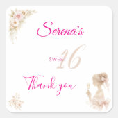 Flower Dreamy Soft Sweet 16 Birthday Sticker スクエアシール (正面)