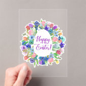 Flower Egg Shaped Wreath Happy Easter アクリル招待状 (インサイチュ (ポータブル))