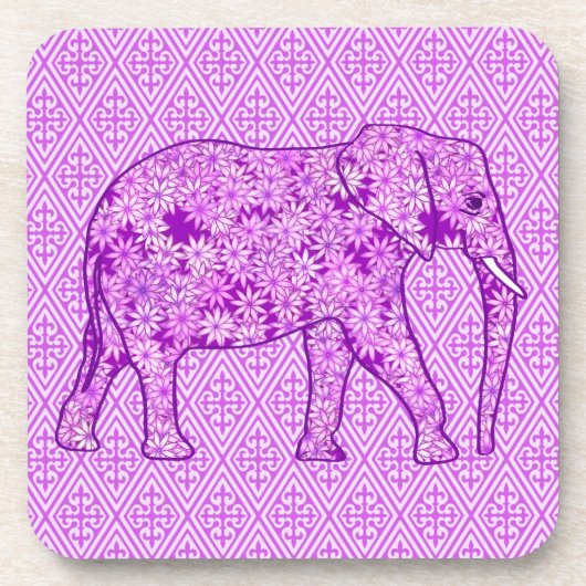 Flower elephant - amethyst purple コースター (正面)