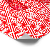 Flower elephant - deep red and coral ポスター (角)