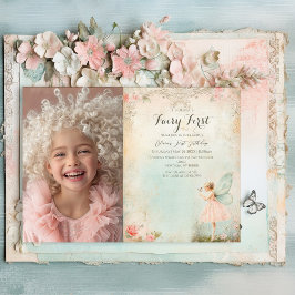 Flower fairy girl Birthday Invitation 招待状