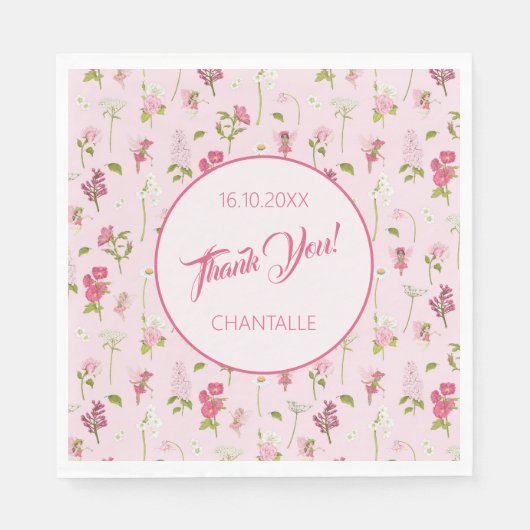 Flower Fairy Thank You Name Date スタンダードランチョンナプキン (正面)